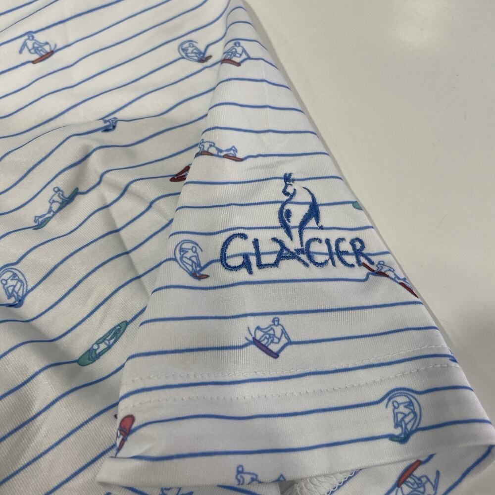 Johnnie-O Polo Shirt Men’s Large White Surfboard Print Golf Stretch Glacier Club - Picture 3 of 7